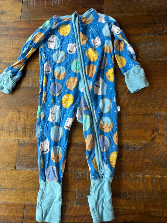 Little Sleepies Other - Little Sleepies Blue Cookies & Milk Cartoon One-Piece Pajamas
